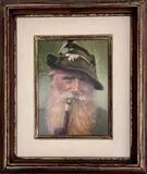 Bernd Funke, Untitled, Oil on Board Portrait Tyrolean Gentleman in Green Jacket