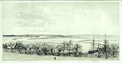 Kerr Eby, Untitled, Etching of Marshes