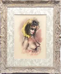 Julian Ritter, Nude Woman, Pastel on Board