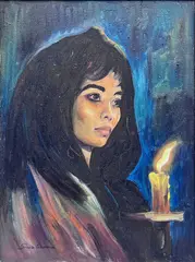 Dark Eyed Girl by Sandu Liberman, Oil on Canvas, offered Jun 2025
