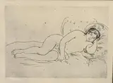 Reclining Nude by Pierre-Auguste Renoir, Etching in Gold Frame, offered May 2025