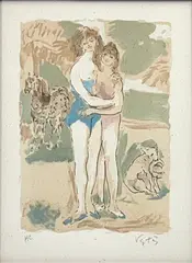Vértes Marcell, Deux Femmes, Color Lithograph