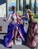 Joseph G. Dahm, Untitled, Acrylic on Canvas of Two Woman in Italy