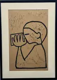 Margo Hoff, Drink, Woodblock Print