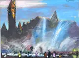 Fred Conway, Union Station, Miles Fountain, Acrylic on Canvas