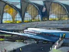 Lambert Airport, St. Louis, Missouri by Fred Conway, Acrylic on Canvas, offered May 2025