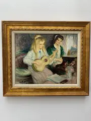 Untitled by Pierre Duteurtre, OIL ON CANVAS OF YOUNG WOMEN WITH PIANO AND GUITAR, offered Mar 2025