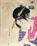 Kitagawa Utamaro, PRINT FROM SIX HOUSES OF THE YOSHIWARA, KANSEI PERIOD, WOODBLOCK PRINT