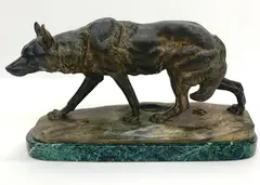 Charles Valton, SOLID CAST, BRONZE CANINE SCULPTURE