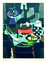 Marcel Mouly, "LA GUITARE BICOLORE" COLOR, LITHOGRAPH