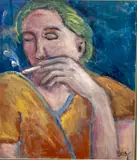 Harro Boerner, SMOKING WOMAN, OIL ON BOARD