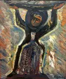 Yitzhak Frenkel, Untitled, OIL ON BOARD OF MAN LIFTING