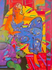 Manel Anoro, "DONA AMB VESTI BLAU", OIL ON CANVAS. 1994