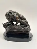 Antoine-Louis Barye, Untitled, BRONZE LION WITH SERPENT