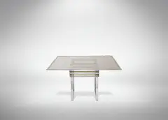 Table by Romeo Rega, 1970, Chromed brass table made to an original design by Romeo Rega for Metalarte in, offered Jul 2023