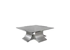 Francois Monnet, Coffee Table, 1970, Shaped steel and glass coffee table made for Kappa in the