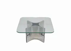 Alberto Rosselli, Coffee Table, 1970, Coffee table in chrome-plated steel and glass made by Rosselli for Saporiti in the