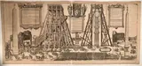 Natale Bonifacio, Disegno del modo di condurre l'Obelisco detto volgarm.te la Guglia dal luogo re..., Grande stampa raffigurante Lo spostamento dell'obelisco di San Pietro. Bibliografia: M. Bury