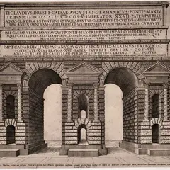 Antonio Lafreri, Veteris aquae Claudiae ex Tiburtino, uia portaque Naevia ac Labicana…, 1549..., View of the Porta Maggiore in Rome