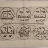 Onofrio Panvinio, Lotto di 5 tavole raffiguranti i monumenti di Roma nel forma di monete..., Engraving and etching