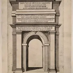 Antonio Lafreri, Aquarum Marciae, Tepulae, et Juliae forma, quae nunc S. Laurentij porta vulgo a..., Depiction of the Porta Tiburtina in Rome