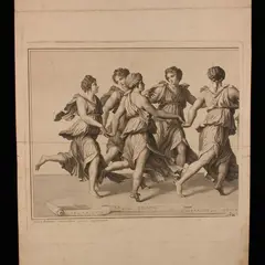 Ferdinando Gregori, La Danza di Apollo con le Muse..., La danza di Apollo con le Muse (sezione di sinistra) incisione di Ferdinando Gregori (1743 -