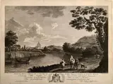 Balthasar Anton Dunker, Veduta della Chiesa di S. Pietro di Roma dalla parte di Ponte Molle..., etching