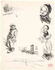Study of children by Theodore van Elsen, Stamp "ATELIER THEO VAN ELSEN -, offered Jun 2023