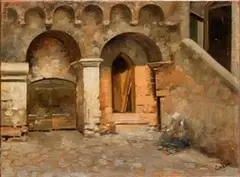 Temistocle Lamesi, Courtyard with peasant