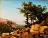 Giacinto Gigante, View of gulf of Naples with peasant and shepherd