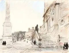 Trinità dei Monti in Rome by Michele Cascella, offered Jun 2023