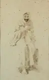 Domenico Morelli, Portrait of Arabian man, Pencil on paper