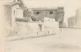 Orfeo Tamburi, Lot composed by two drawings: Villa Borghese, 1938 by Orfeo Tamburi (A) and Vicolo di paese, 1933 by Amerigo Bartoli Natinguerra