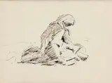 Domenico Morelli, Seated woman, Ink on paper