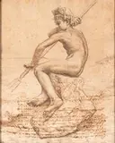 Vincenzo Gemito, Study of a young fisherman, 1909, Drawing of a young boy fishing