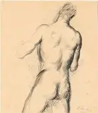 Primo Conti, Male nude from behind, 1925