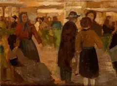 Emilio Notte, Village market, On the back: E. Notte