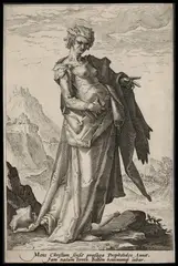 Jacob Matham, Anna, madre di Samuel..., stupenda impressione on paper vergata con grande filigrana. Rifilata