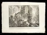 Parte di ampio magnifico Porto all'uso degli antichi Romani…... by Giovanni Battista Piranesi, bella impressione on paper vergata con due grandi filigrane. Consueta piega centrale. Ottime condizioni salvo, offered Nov 2022