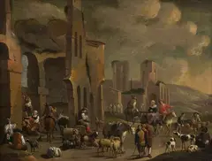 Peeter van Bredael, Grande scena bucolica con pastori e armenti fra le rovine..., iNSERITO on WALLECTOR