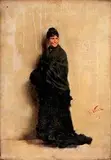 Francesco Vinea, Figura femminile sorridente in nero, 1878...