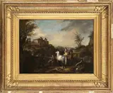 Philips Wouwerman, Cavalieri a riposo durante una battuta di caccia...