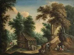 Paesaggio fiammingo, scena di villaggio... by Théobald Michau, offered May 2022