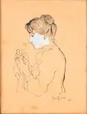 Domenico Cantatore, Donna di profilo che cuce, 1951...