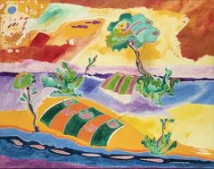Campi ed alberi in primavera, 1974... by Luciano Schifano, Ottime condizioni, offered Feb 2022