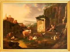 Abraham Jansz Begeyn, Paesaggio con rovine e armenti...