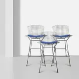 Knoll, designer Harry Bertoia (1915 - 1978) by Harry Bertoia, set of three barstools in shiny chromed steel, offered Dec 2017