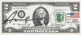 Andy Warhol, Two dollars Jefferson, mixed media on banconota