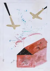 Senza titolo by Franco Angeli, 1982, tempera and collage on card, offered May 2017