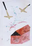 Franco Angeli, Senza titolo, 1982, tempera and collage on card